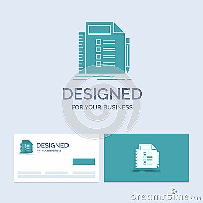 Business, list, plan, planning, task Business Logo Glyph Icon Symbol for your business. Turquoise Business Cards with Brand logo Vector Illustration