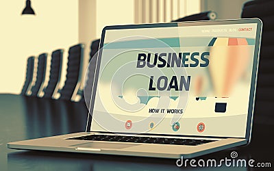 Business Loan on Laptop in Conference Hall. 3D. Stock Photo