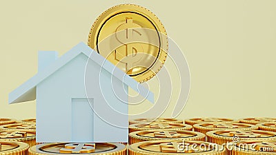 Ouse with dollar coins.saving money and. work from home to avoid viruses. Stock Photo