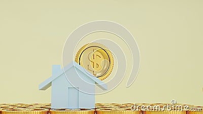 Ouse with dollar coins.saving money and. work from home to avoid viruses. Stock Photo