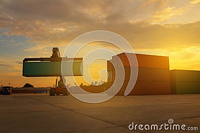 Business Logistic forklift truck container shipping cargo of Asia center best in South East Asia. Stock Photo