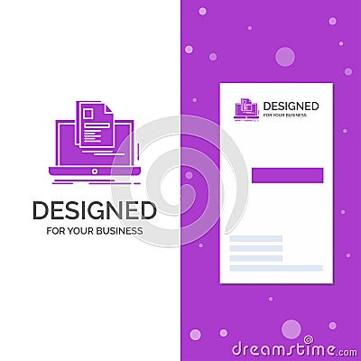 Business Logo for account, Laptop, Report, Print, Resume. Vertical Purple Business / Visiting Card template. Creative background Vector Illustration
