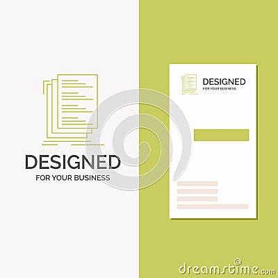 Business Logo for Code, coding, compile, files, list. Vertical Green Business / Visiting Card template. Creative background vector Vector Illustration