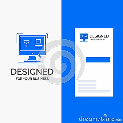 Business Logo for Control, computer, monitor, remote, smart. Vertical Blue Business / Visiting Card template Vector Illustration