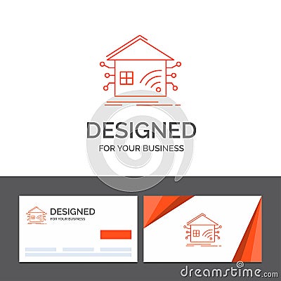 Business logo template for Automation, home, house, smart, network. Orange Visiting Cards with Brand logo template Vector Illustration