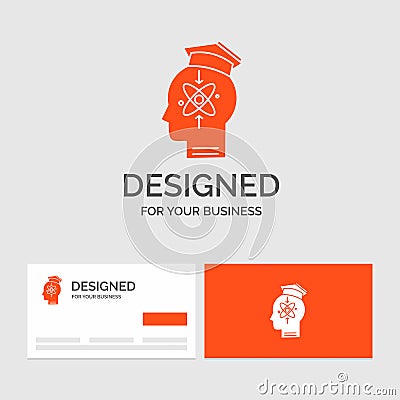 Business logo template for capability, head, human, knowledge, skill. Orange Visiting Cards with Brand logo template Vector Illustration