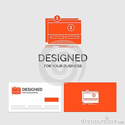 Business logo template for Crowdfunding, funding, fundraising, platform, website. Orange Visiting Cards with Brand logo template Vector Illustration