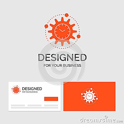 Business logo template for Efficiency, management, processing, productivity, project. Orange Visiting Cards with Brand logo Vector Illustration