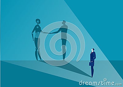 Business looking him shadow business deal with robot plan business success future vector illustrator Vector Illustration