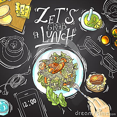 Business lunch Vector Illustration