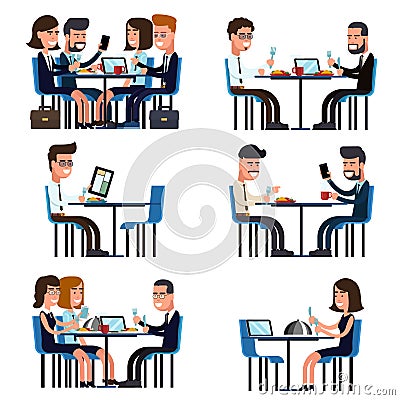 Business lunch break Vector Illustration