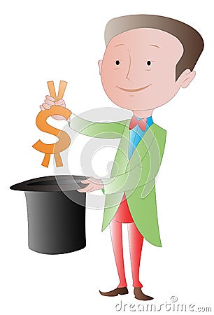 The Business Magician: Making money disappear illustration Vector Illustration