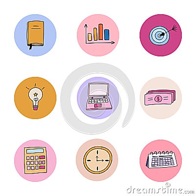 Hand drawn vector colorful highlights for social media about business Vector Illustration