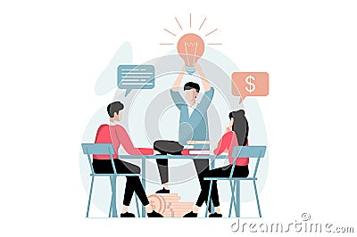 Business making concept with people scene in flat design Cartoon Illustration