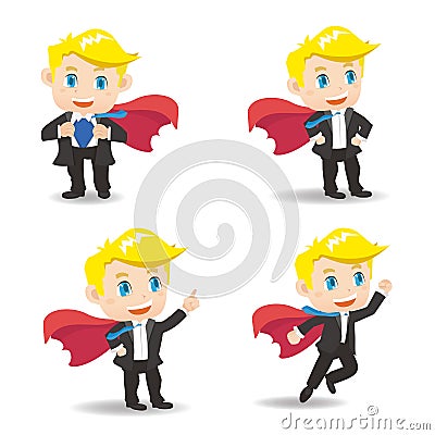 Business man act as superman Vector Illustration