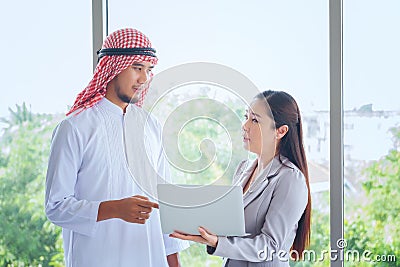 Business man Arab people With Digital tablet In Office, People M Stock Photo
