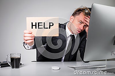 Business man asking for help Stock Photo