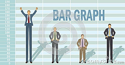 Business Man Bar Graph Vector Illustration