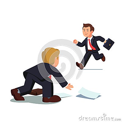 Business man being late and running fast Vector Illustration