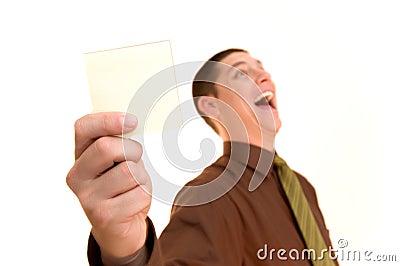 Business man with blank memo Stock Photo