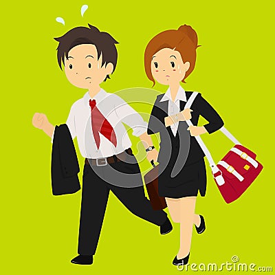 Business Man and Business Woman Rushing For Work Illustration Vector Illustration