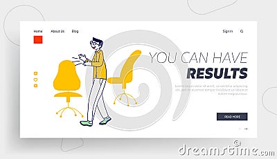 Business Man Celebrate Victory in Corporate Competition Website Landing Page. Businessman Applauding Rejoice Vector Illustration