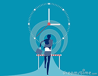 Business man challenge on the road. Concept business competition vector illustration, Competing against time Vector Illustration