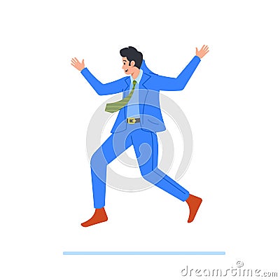 Business Man Character In Kicked-out Pose. Expressive Stance Of A Professional Male, Displaying Rejection Or Dismissal Vector Illustration