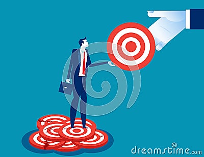 Business man chooses a perfect goal. Concept business goal vector illustration, Target Vector Illustration