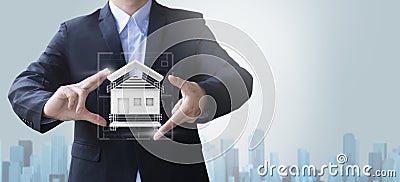 Business man create design house or home, architecture concept Stock Photo