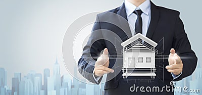 Business man create design house or home, architecture concept Stock Photo