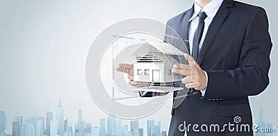 Business man create design house or home, architecture concept Stock Photo