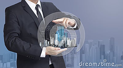 Business man create design modern building Stock Photo