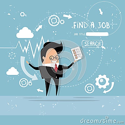 Business Man Curriculum Vitae Recruitment Candidate Job Position, CV Profile Check List Vector Illustration