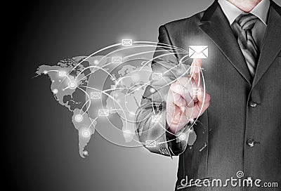 Business man distribute digital mail Stock Photo