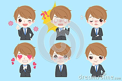 Business man do emotions Vector Illustration