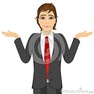 Business man in doubt making shrug expression Vector Illustration