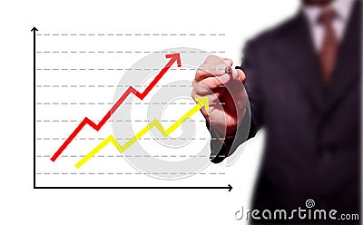 Business man drawing over target achievement Stock Photo