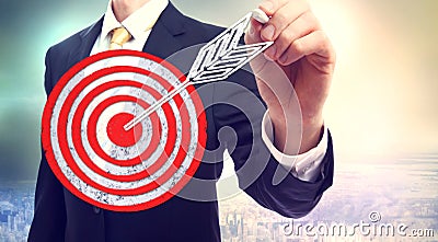 Business man drawing target Stock Photo