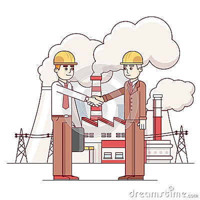 Business man and engineer shaking hands Vector Illustration