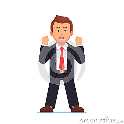 Business man expressing yes gesture with two hands Vector Illustration