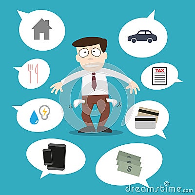 Business man with financial issue Vector Illustration