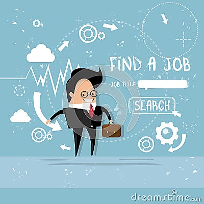 Business Man Find Job Curriculum Vitae Recruitment Candidate Position, CV Profile Vector Illustration
