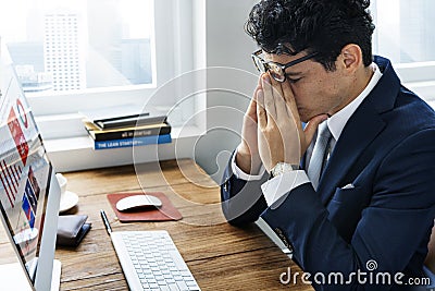 Business Man Frustrated Tired Office Desk Concept Stock Photo