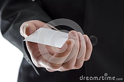 Business man giving a visit card Stock Photo