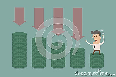 Business man graph down Vector Illustration