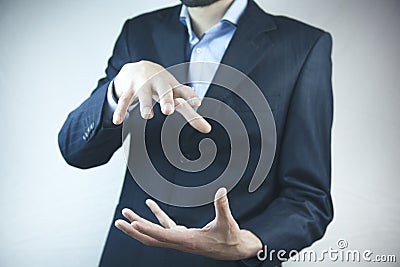 Business man hands as if holding something Stock Photo