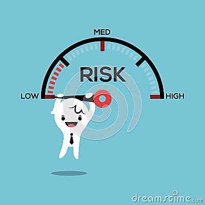 business man hanging on needle speed gauge risk management conceptual illustration Vector Illustration