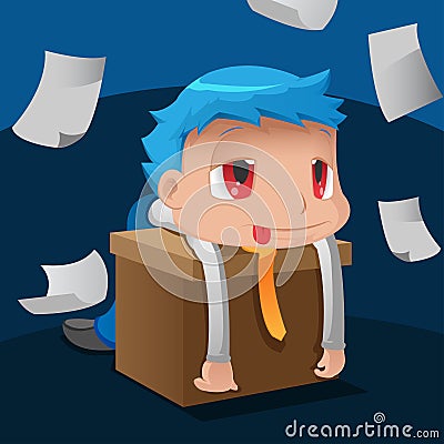 Business Man Hard Worker Tired Vector Stock Photo