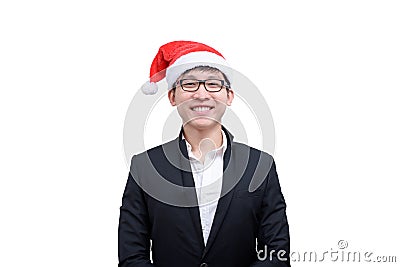 Business man has happy and smiling with Christmas festival theme Stock Photo